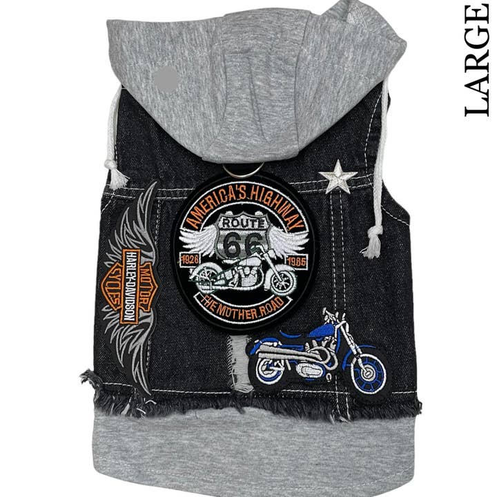 Black Biker Hoodie for wholesale by Heads or Tails Pup