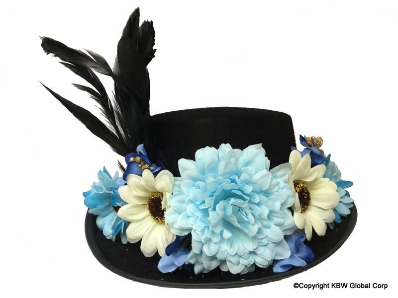 KBW Global Corp. - Wholesale Hat Accessory - Women's - Blue Floral Victorian Top Hat