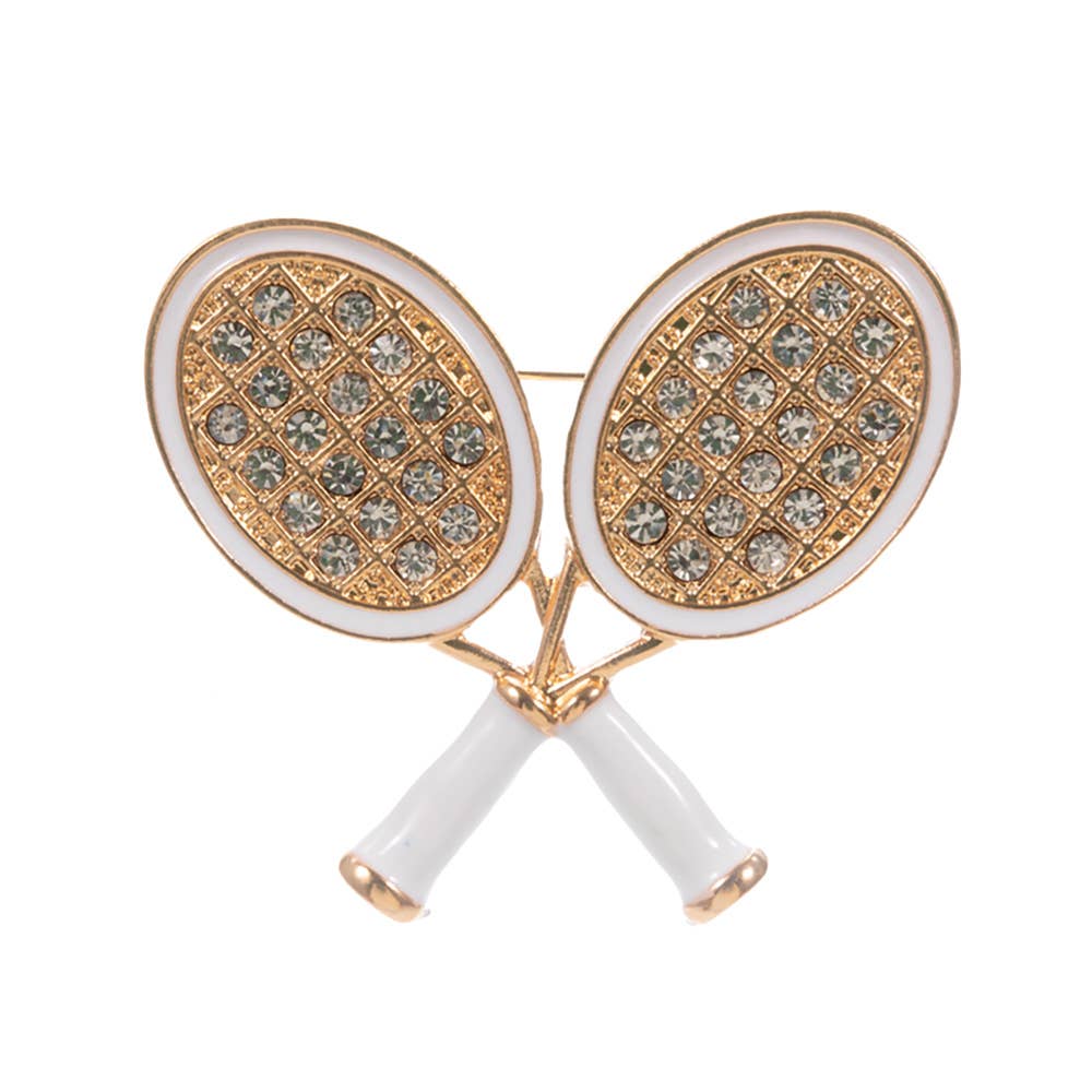 Sensibling Corp. - Wholesale Brooch - Enamel Rhinestone Embellished Double Tennis Racket Pin Brooch4