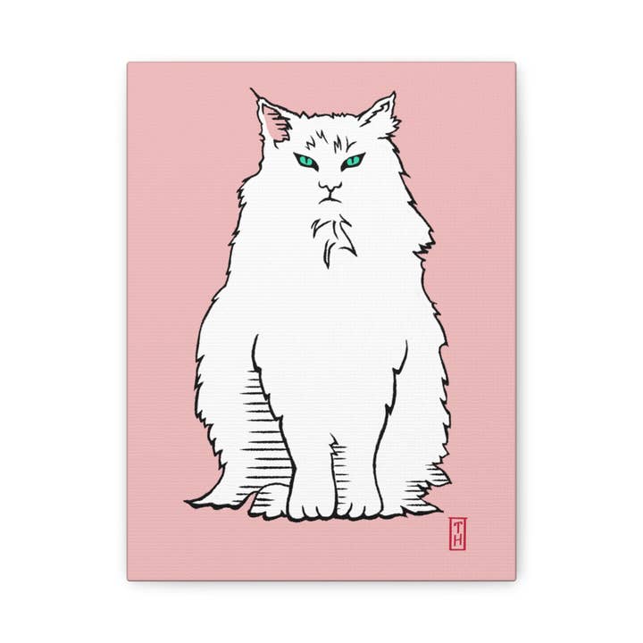 White Cat Prints Wall Art Whimsical Art Funny Cat Print. Cat Art Print for Cat Themed Gifts, Cat Lover Gift for Cat Mom or Cat Dad for wholesale by Terry Heath Art