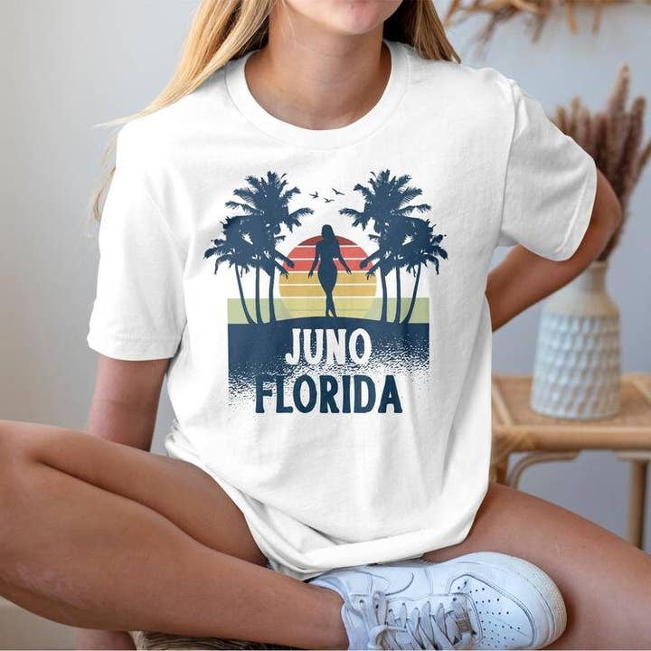 PositiveParty - Wholesale Screen Printed T-Shirt - Women's - Juno Florida Shirt, Born In Juno Florida Gift