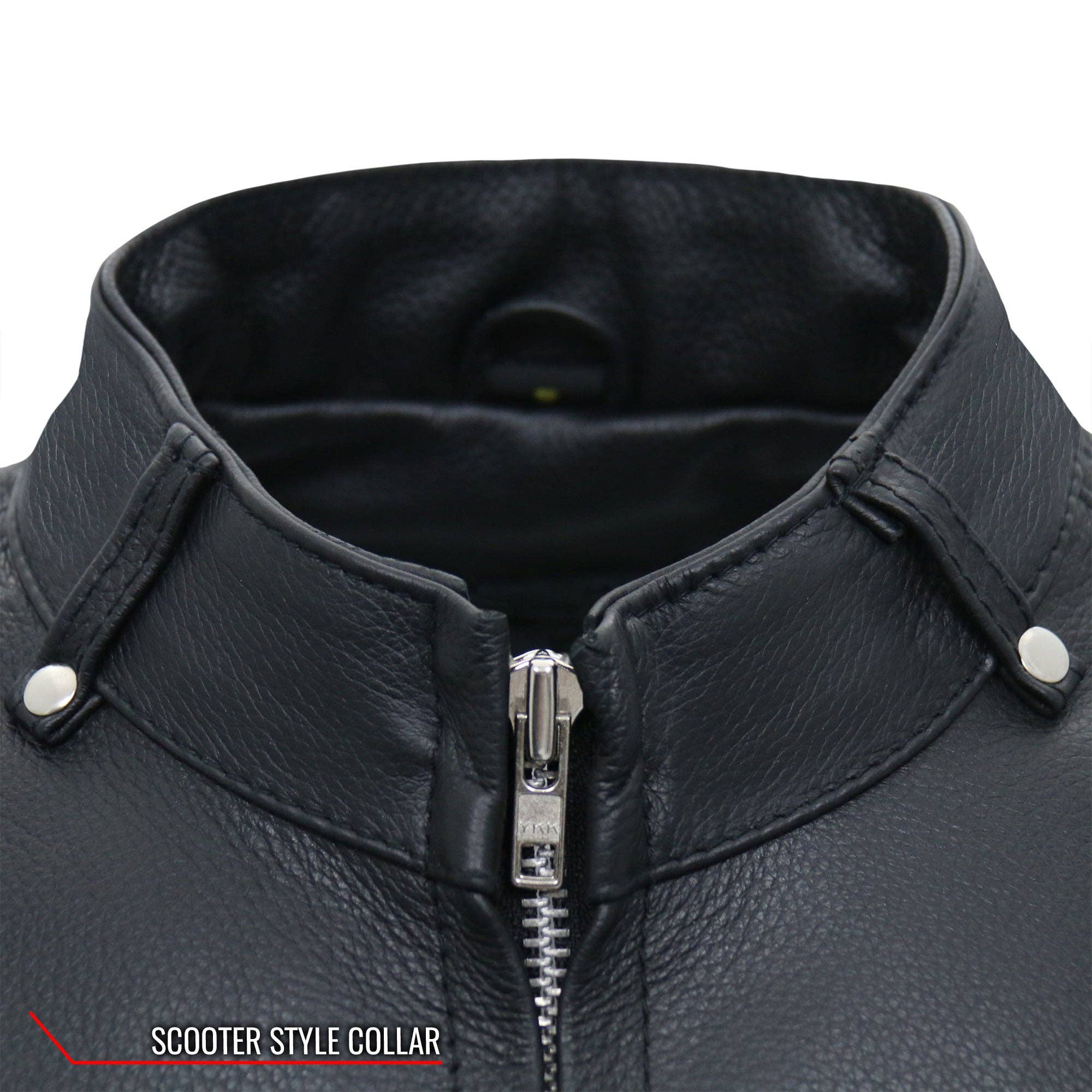 NEGRO Chaqueta motera de piel Hot Leathers JKL1025, estilo moto, mangas con cordones, para mujer de venta al por mayor en Faire10