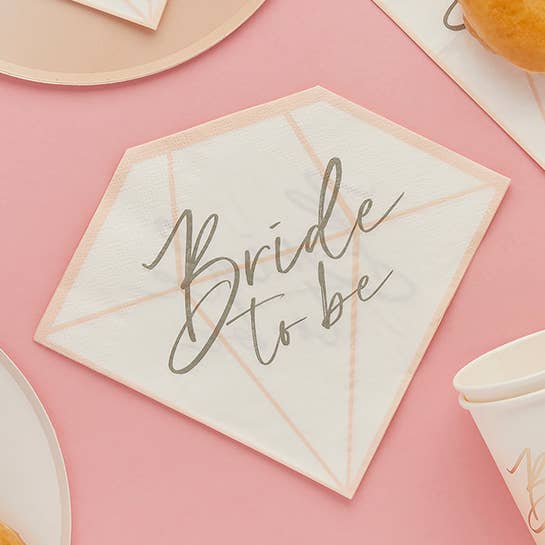Hootyballoo by Club Green – wholesale Disposable napkin – Diamond 'Bride To Be' Paper Napkins 16 Pack0
