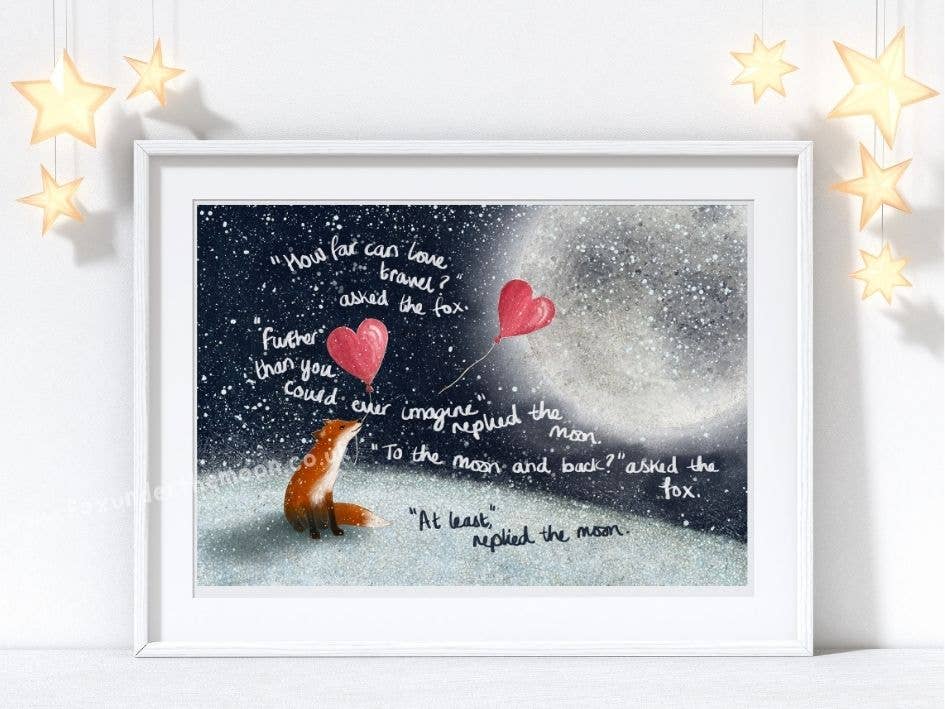 Fox Under The Moon - Wholesale Art Print - A4 Art Print ~ To The Moon & Back1