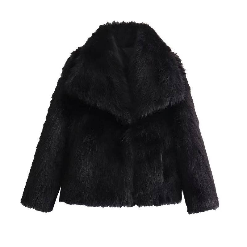 safistyle - Wholesale Fur/Faux Fur Coat - Women's - Loose Faux Fur Collar Coat3