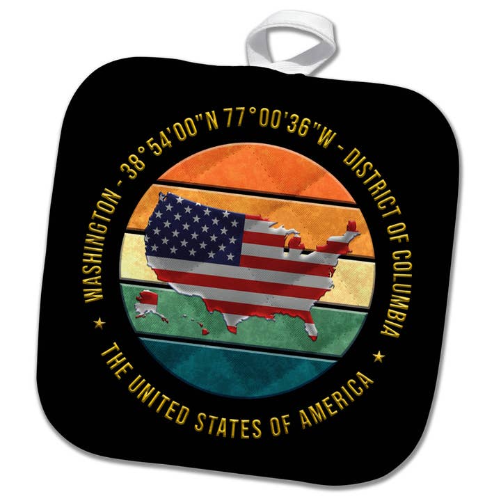3dRose, Washington D.C., District of Columbia, Geografiske Koordinater, Kort, Grydelap for engroshandel hos 3dRose