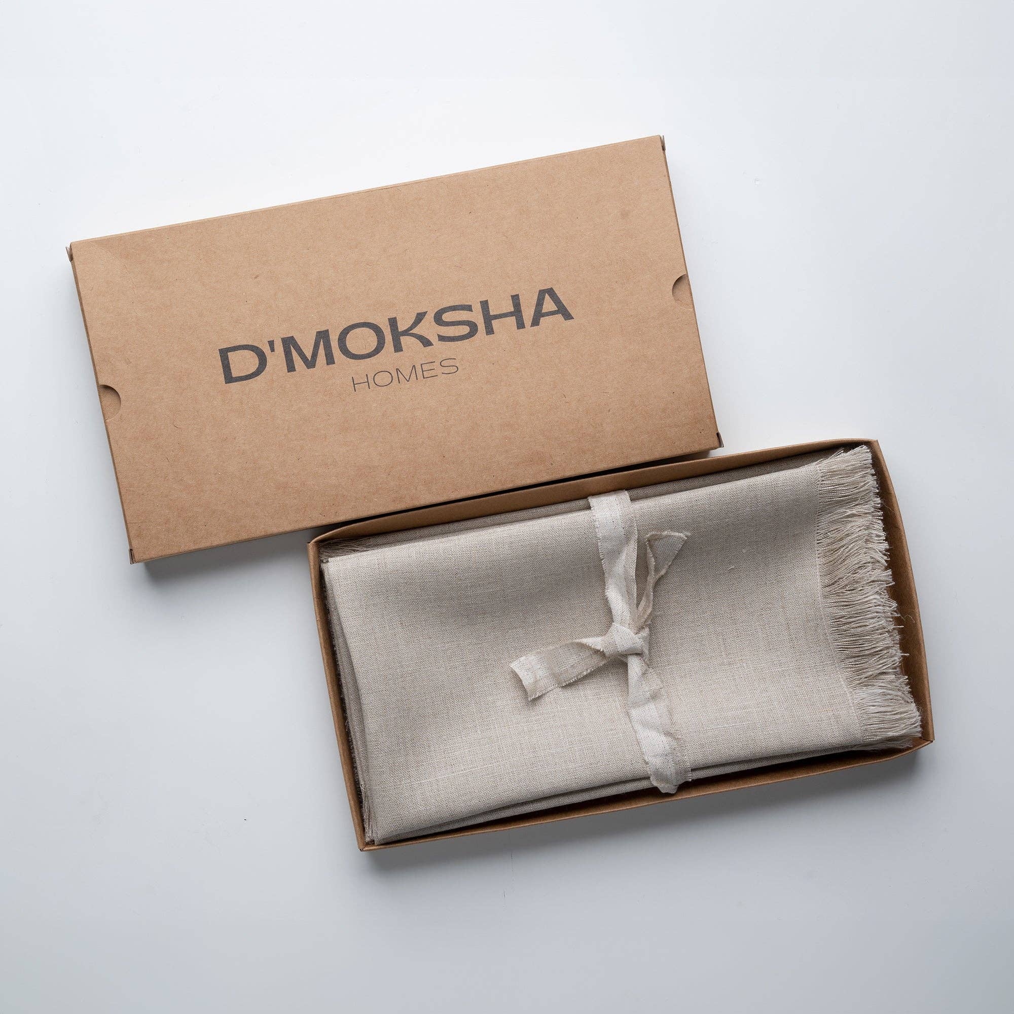 D'Moksha – wholesale Middags- och tygservett – Naturliga linne middagsservetter 20 x 20 tum uppsättning av 4 - fransar5