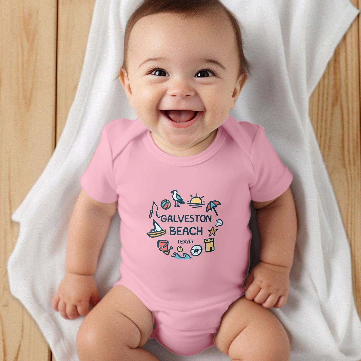 RetroPlanet – Großhandel Body (ohne Füße) – Baby – Ihre Beach Doodles Icons Namensschild Babystrampler NB-24 Monate5