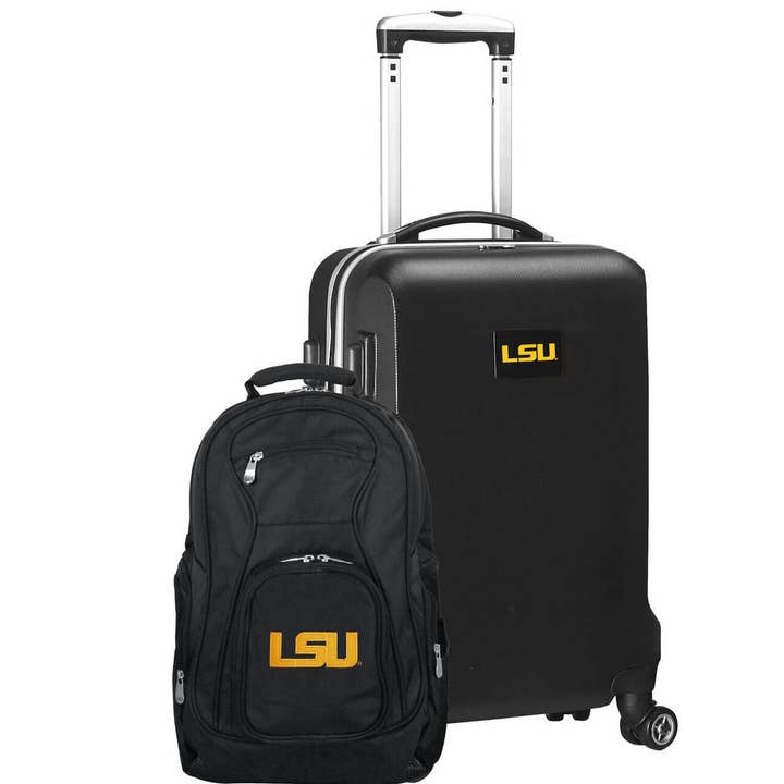 NCAA LSU Tigers Deluxe 2 Piece Backpack & Carry-On Set for wholesale by Mojo Licensing