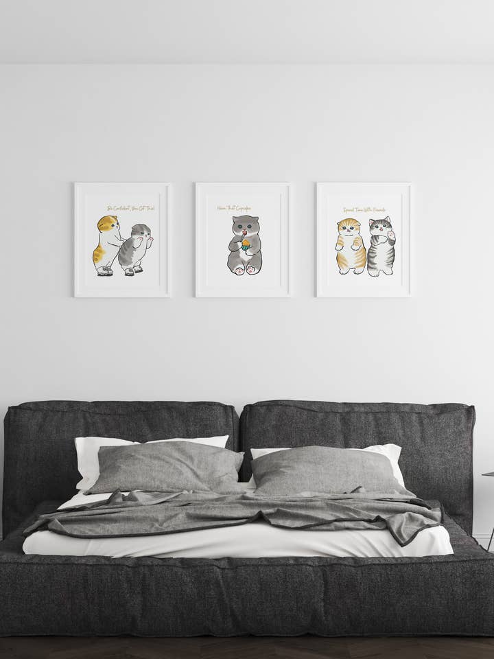 Leuke katteninspiratieprint van hoge kwaliteit op aquarelpapier voor wholesale door Paper Kuts