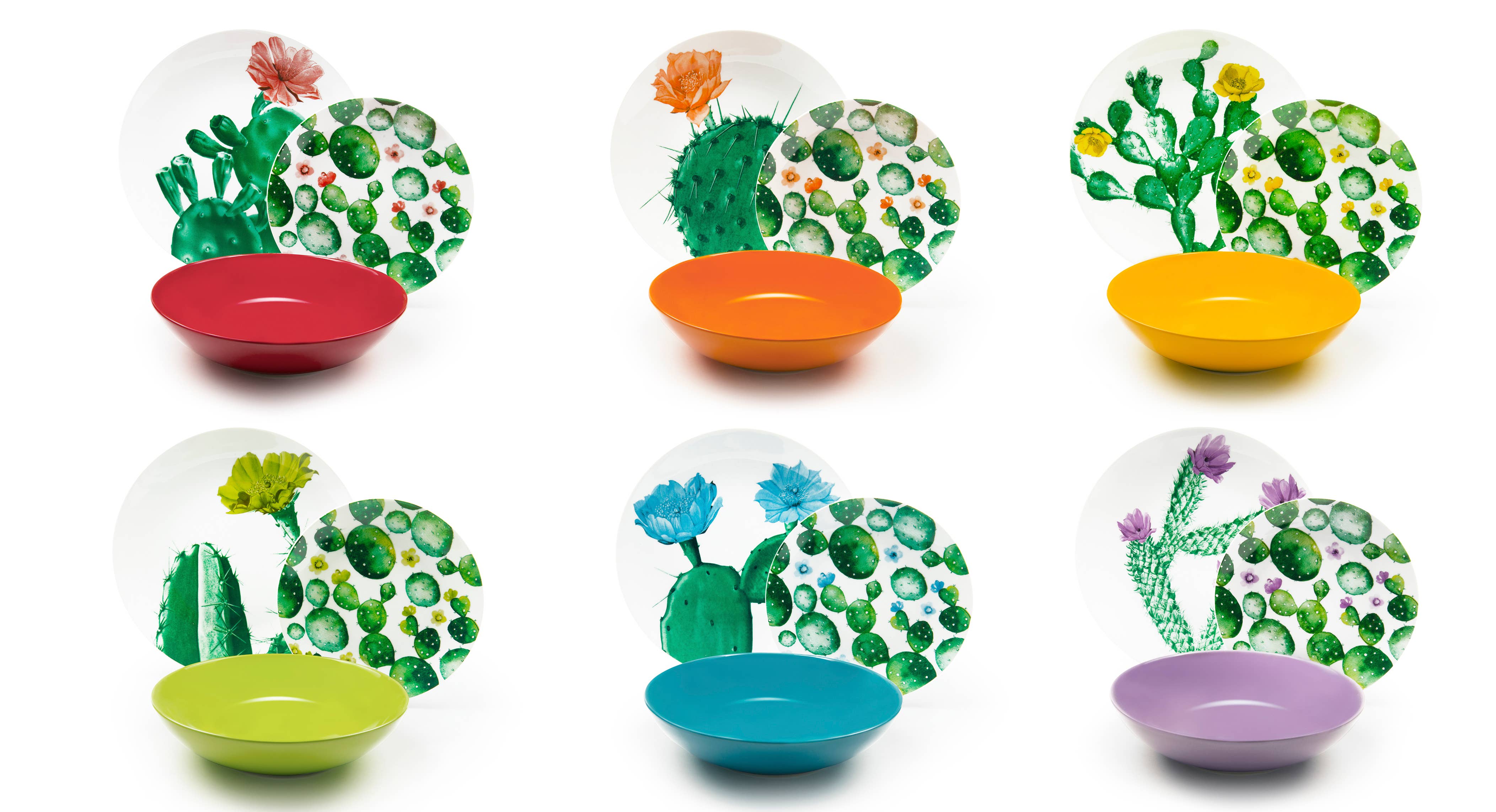 multicolour 18-Piece Dinnerware Set Color Cactus for wholesale on Faire0