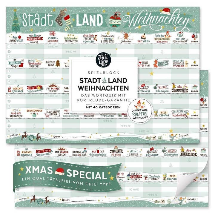 Urban-Countryside Christmas - Bloc de jeu DIN A3 pour la vente par chili type