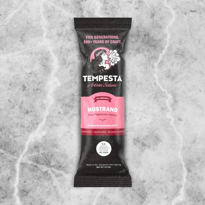 Nostrano (Pink Peppercorn Salami) for wholesale by Tempesta Artisan Salumi