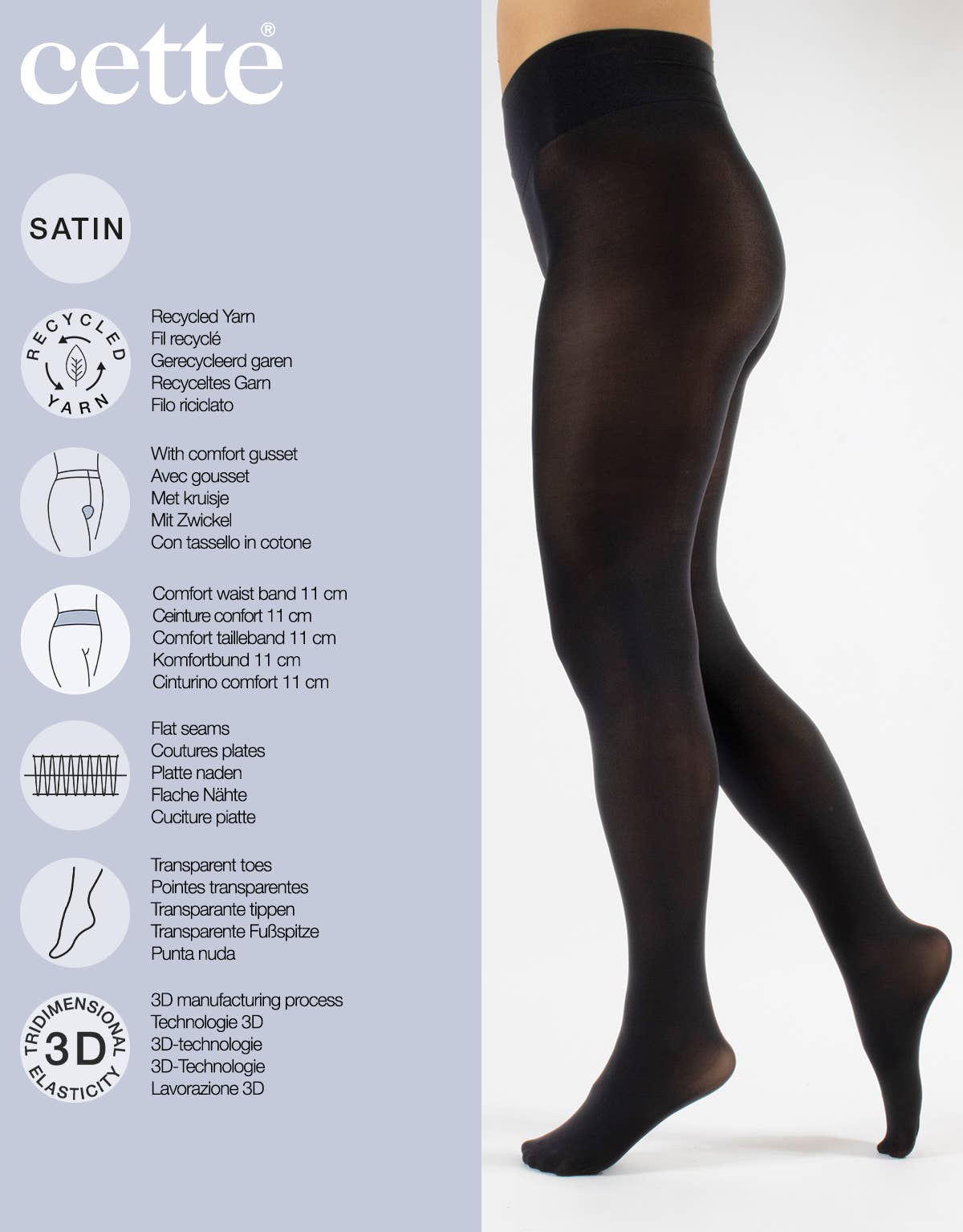 Cette – wholesale Tights - Dam – Ogenomskinliga strumpbyxor, Återvunna Strumpbyxor, Kvinnor Nylons, 70 DEN17