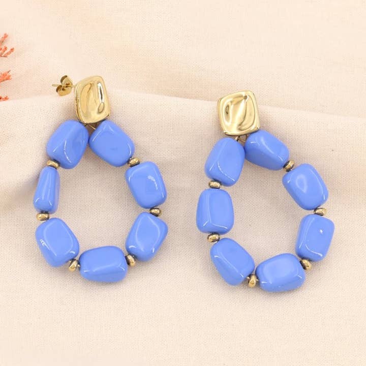 Lilas de Seine - Wholesale Dangle Earrings - Vintage steel drop resin earrings 03240013