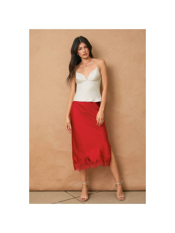 Dress Forum - Wholesale Skirt – Women’s - Dull Satin Lace Hem Pencil Skirt (1)24