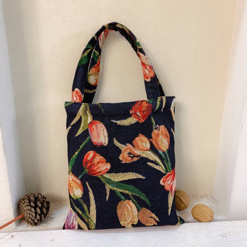 Funkyrel® Atzbranding Limited - Wholesale Tote Bag - Women's - Vintage Colored Weave Floral Tote Bags1