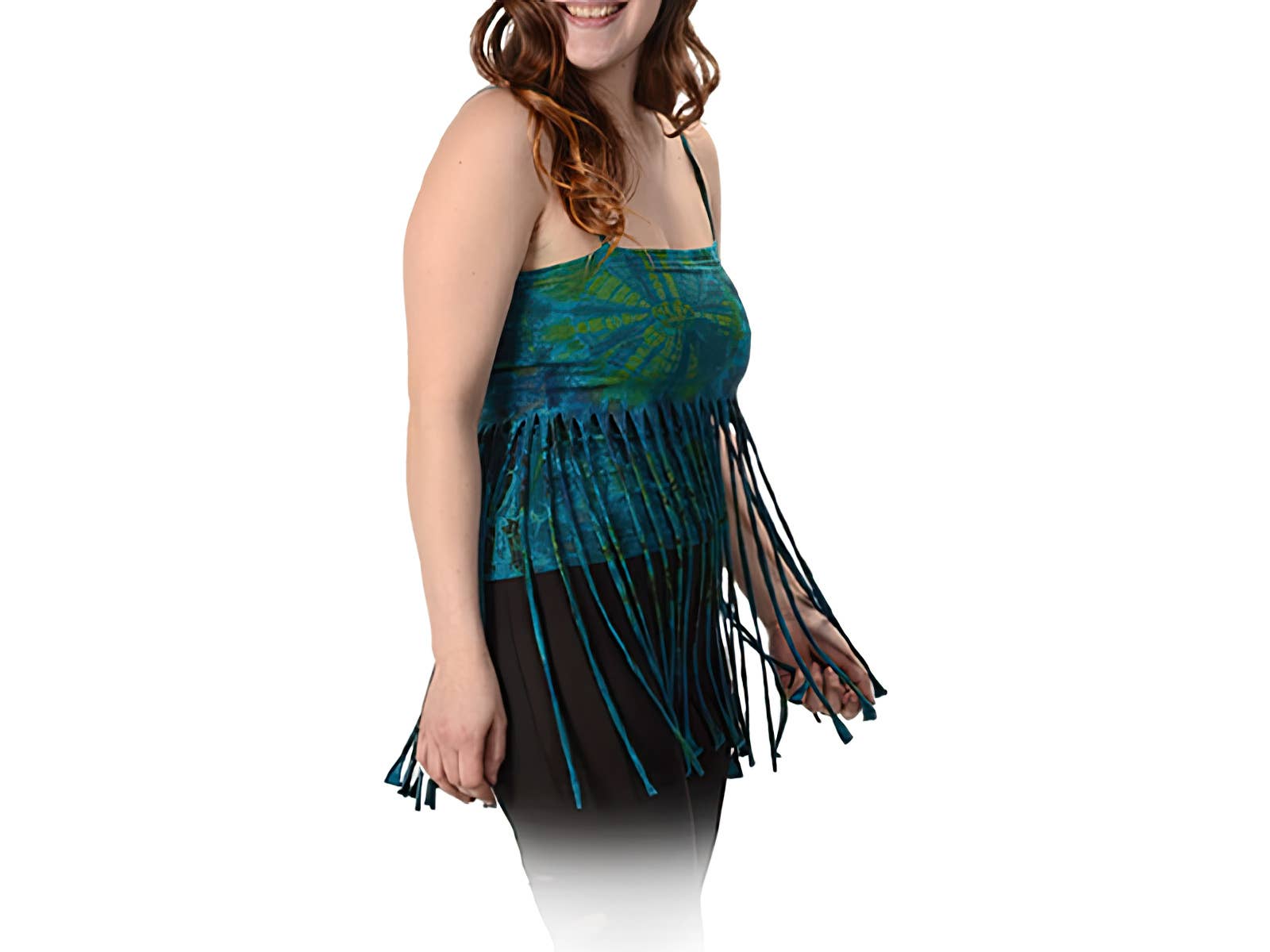 Gypsy Rose - Wholesale Blouse - Women's - Fringe Tye Dye Spandex Blend Midriff String Top1