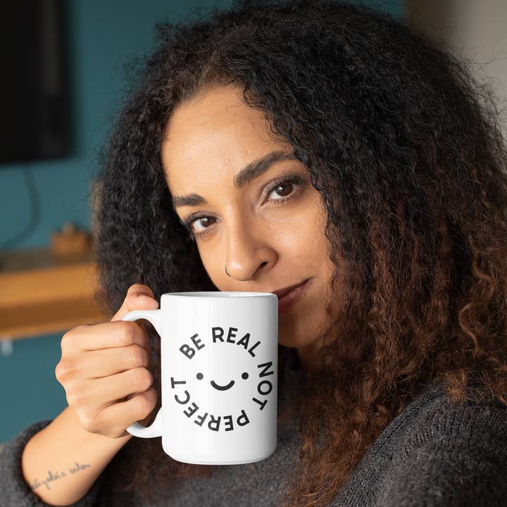 Hudson + Wilder - Wholesale Coffee Mug - Be Real Not Perfect 15oz Ceramic Mug0