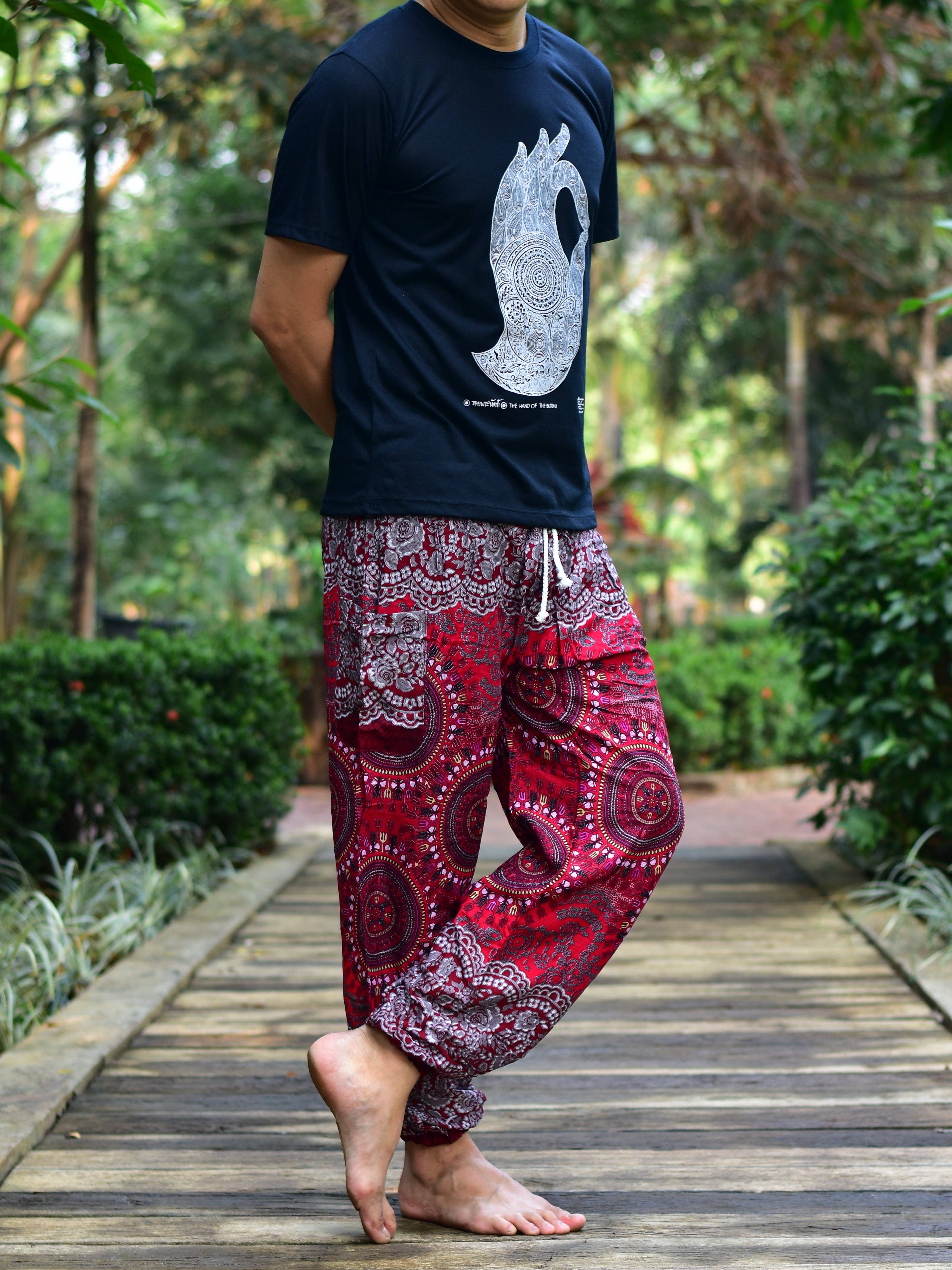 Rød Herre Rød Solstråle Haremsbukser Cord Tie Talje M/L-2XL for engroshandel på Faire5