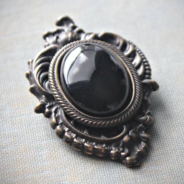 Art Nouveau Black Onyx Brooch and Pendant for wholesale by Circa 1890