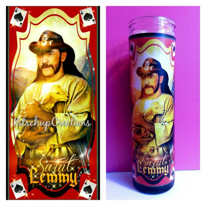 Lemmy and Lamb Prayer Candle for wholesale by Kitschup Creations