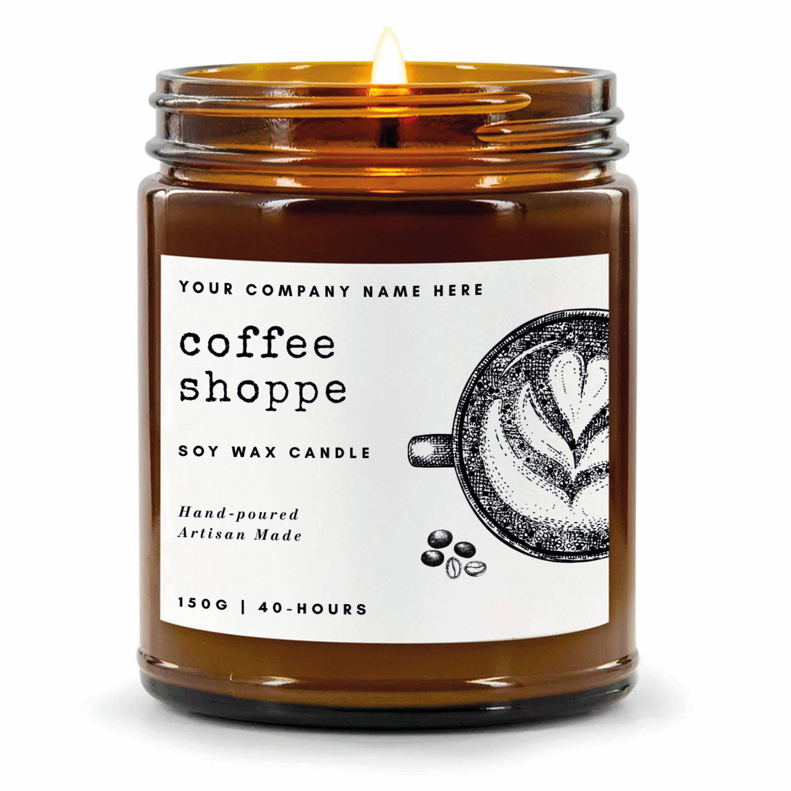 Candle Drop – wholesale Jar/filled candle – Label Style 7 | Wholesale White Label Soy Candle | Amber Jar3