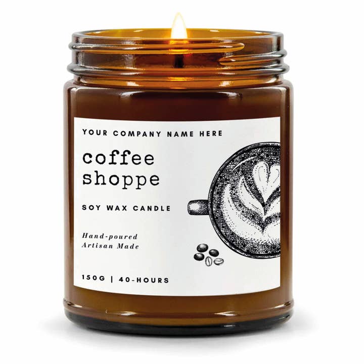 Candle Drop – wholesale Jar/filled candle – Label Style 7 | Wholesale White Label Soy Candle | Amber Jar3