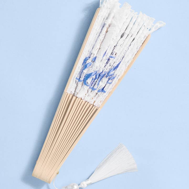 xo, Fetti - Wholesale Handheld Folding Fan - White Lace Bride to Be Folding Fan | Bridal Accessory5