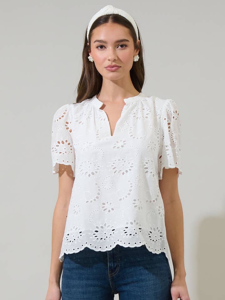 Haut à encolure fendue avec œillets Shirin pour la vente par Sugarlips