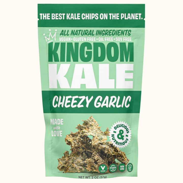 Cheesy Garlic Kale Chips - Vegan, Gluten-Free, Non-GMO for wholesale by Kingdom Kale