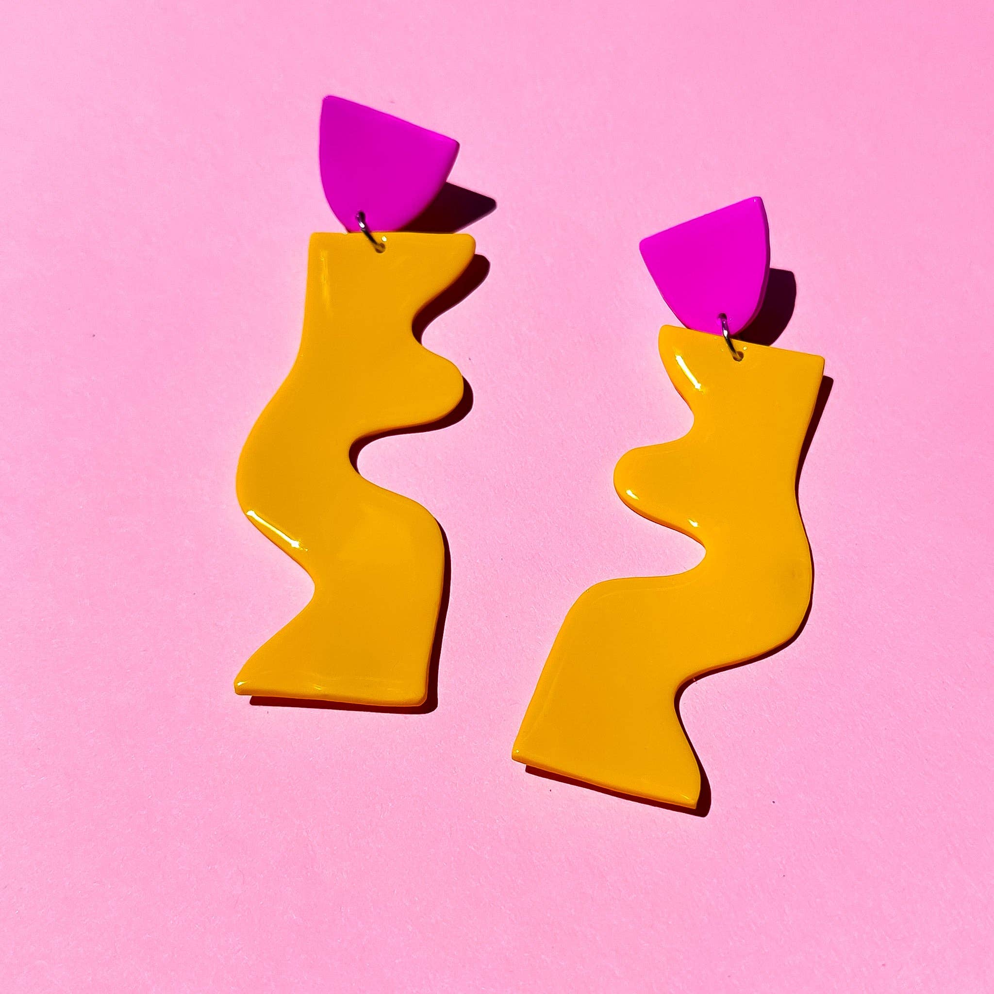 Night Moves Atelier - Wholesale Dangle Earrings - Polymer Clay Colour Block Statement Dangle Earrings