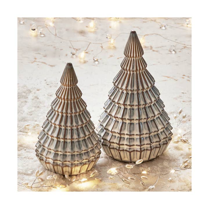Aspen White Distressed Tree Decor Small Holiday Decor for wholesale on Faire