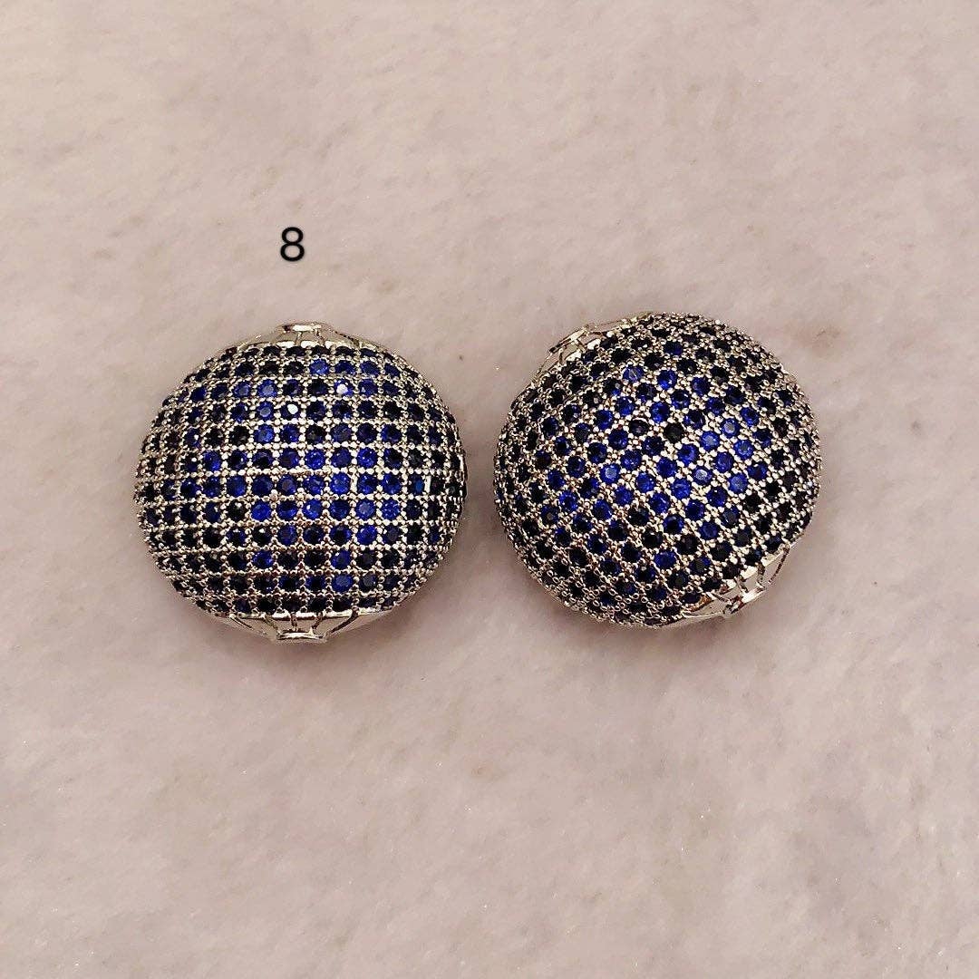 BestBeads&Beyond – wholesale Beads – 24mm LARGE Colored CZ Micro Pave Oval Beads, Focal Beads, CZ Pave Beads, Bronze/Green/Fuchsia/Cobalt Blue/Purple, Sku#GG121