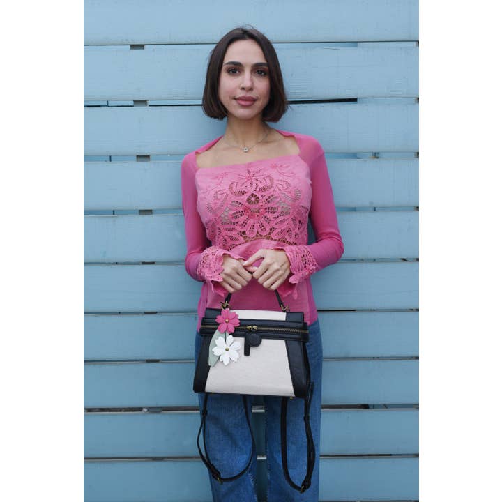 Liz Soto Handbags - Wholesale Crossbody Bag - Women's - Emma 3327 Linen crossbody or backpack9