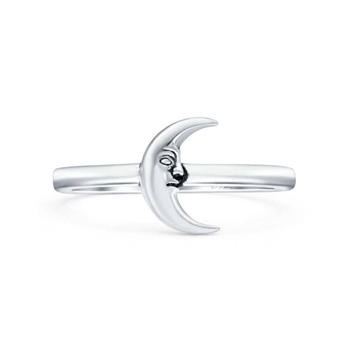Crescent Moon Oxidized Band Thumb Ring (9mm) for wholesale by Blue Apple Imports