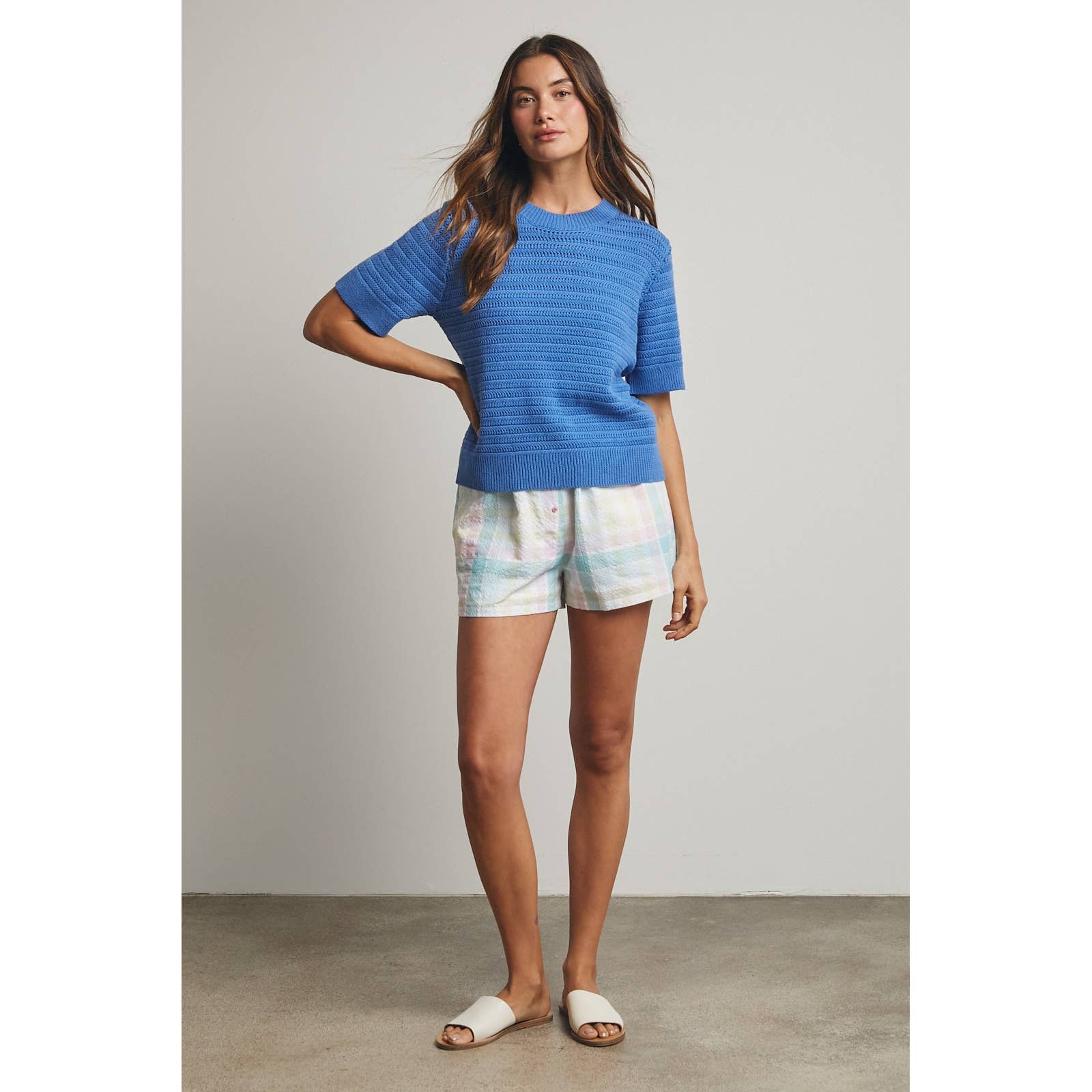 Wishlist Apparel - Wholesale Knit Sweater - Women's - TEXUTRED SHORT SLEEVE SWEATER TOP / WL25-118965