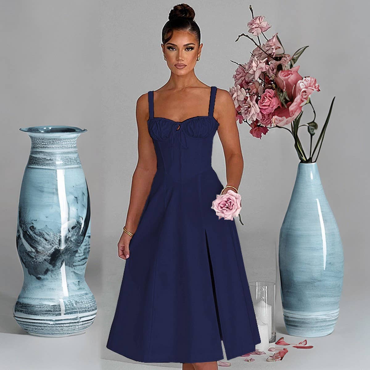 Lily Clothing - Wholesale Dress - Women's - Fashion casual lace-up slim split halter dress16