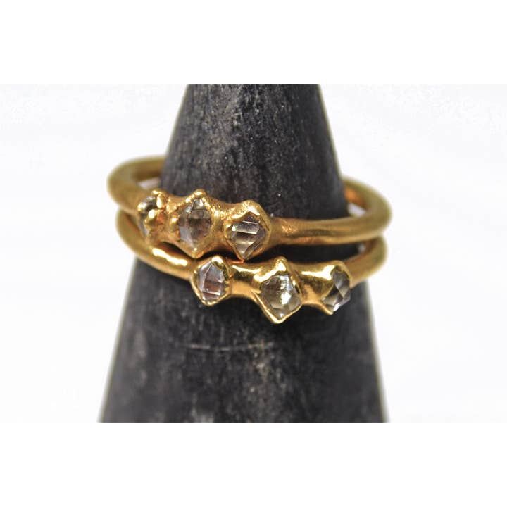 Gold Baby Multi-Stone Herkimer Diamond Ring | April Ring for wholesale by Daddy Daughter Jewelry
