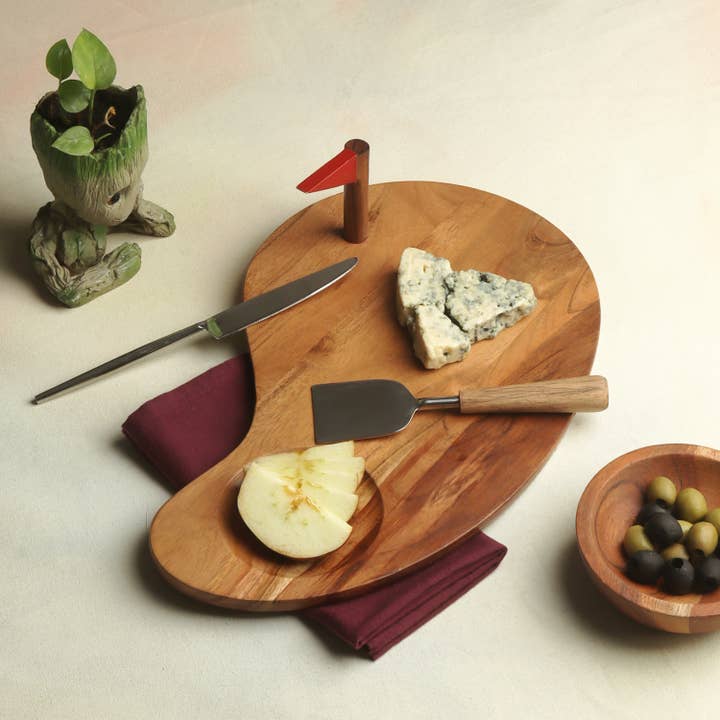 India Handicrafts Inc - Wholesale Cutting Board - WOOD GOLF CUTTING BOARD W/ FLA