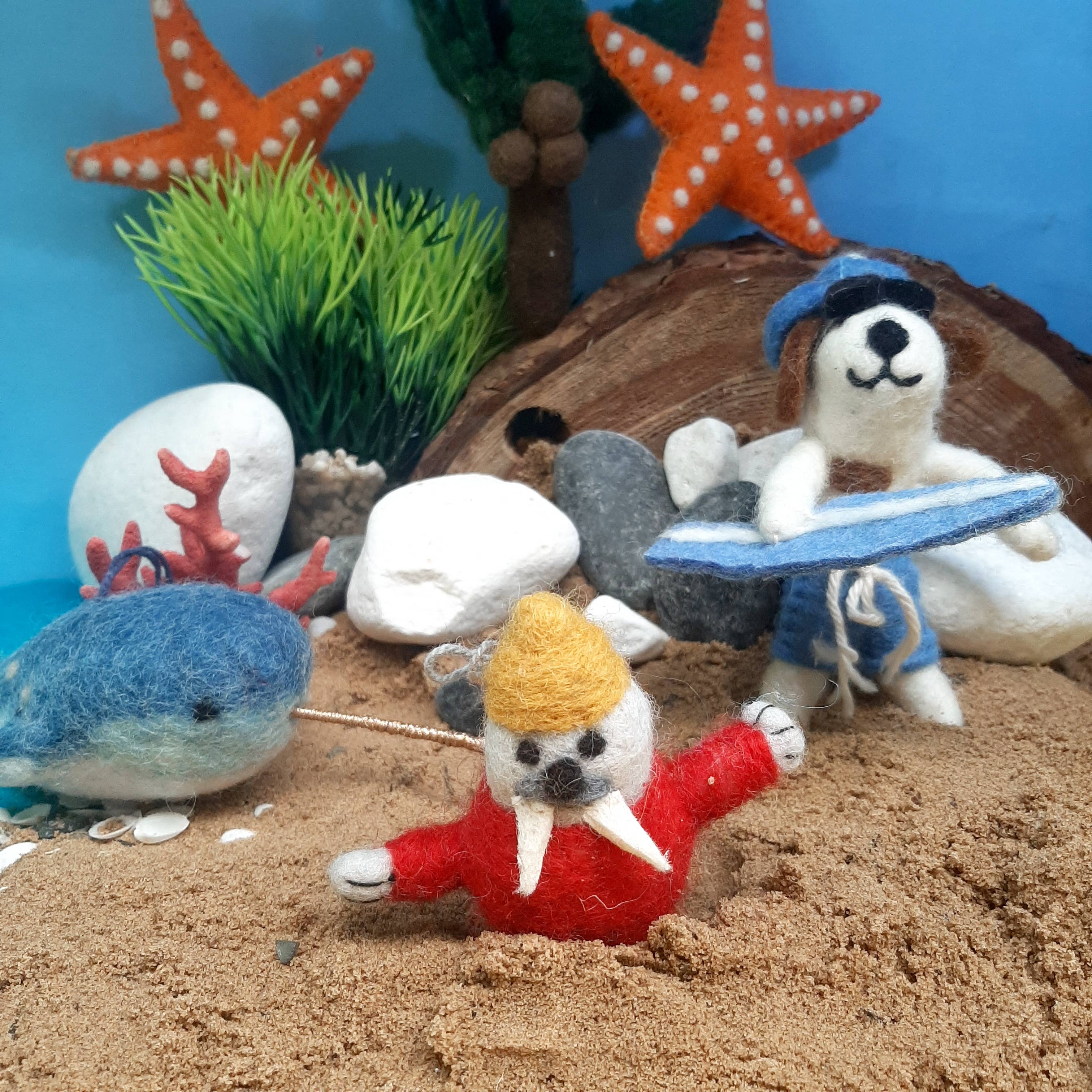 Felt So Good – wholesale Ornament – Handmade Felt Fair trade Hanging Narwhal Decoration2