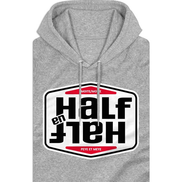 Sweatshirt unissexo com capuz "Half & Half" por atacado de Peye et Meye