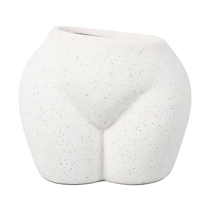 Jarrón de cerámica con forma de cuerpo y motas blancas – 5,5” para venta al por mayor de Flora Bunda Inc