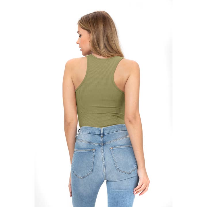 ROLYPOLY - Vente Body – femme - Sans Manches Sexy Encolure Dégagée Débardeur Bouton Vers Le Bas Body14