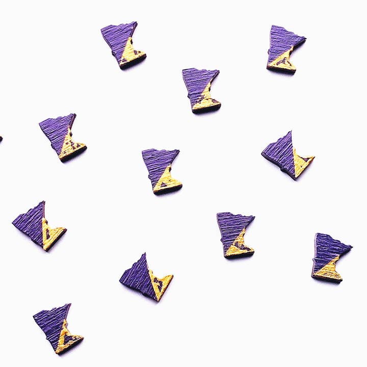 Spoon & Theory Handmade - Wholesale Stud/Post Earrings - Minnesota Vikings Wood Stud Earrings - MN State Studs1