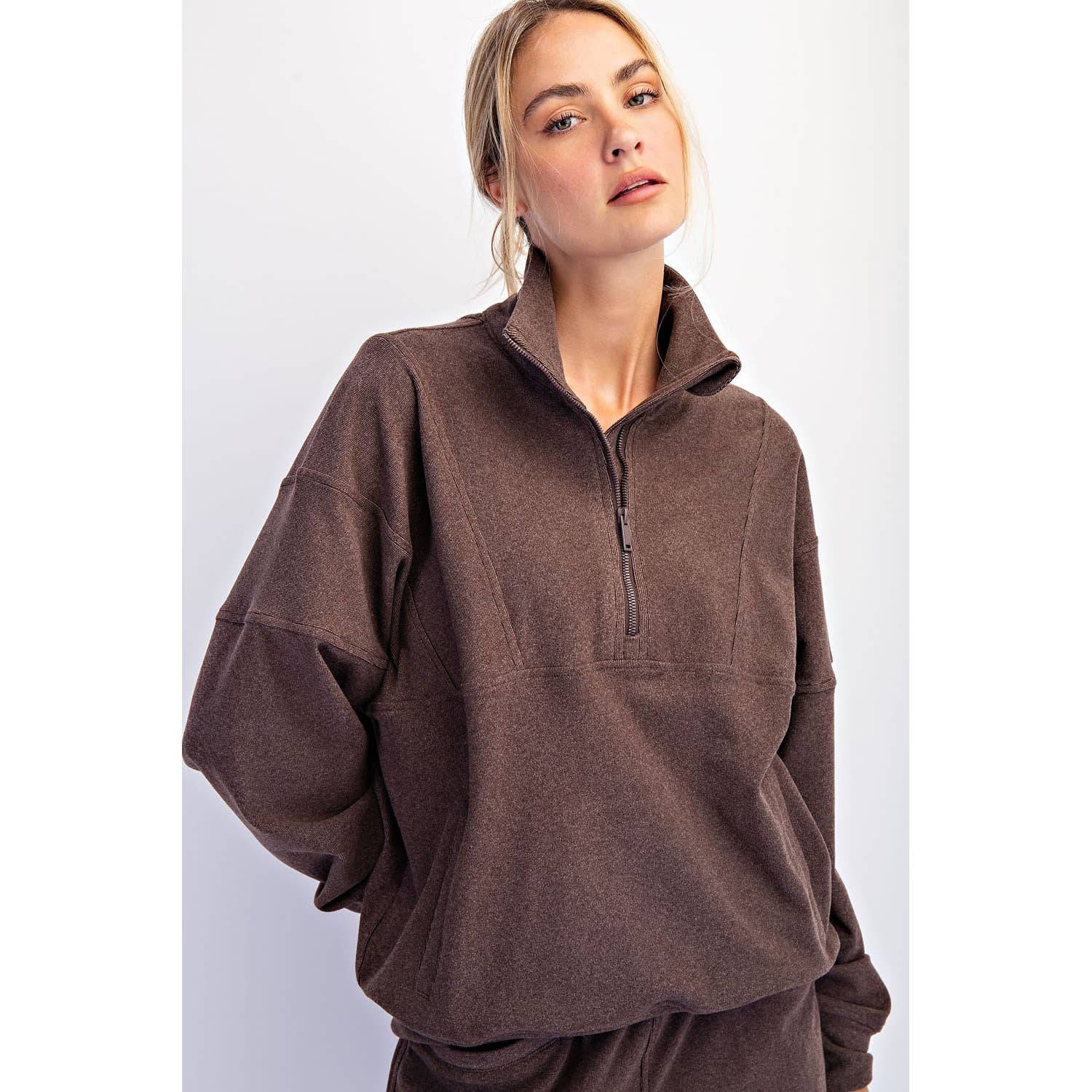Rae Mode - Wholesale Lounge Top - Women's - BRUSHED RIB QUARTER ZIP PULLOVER10