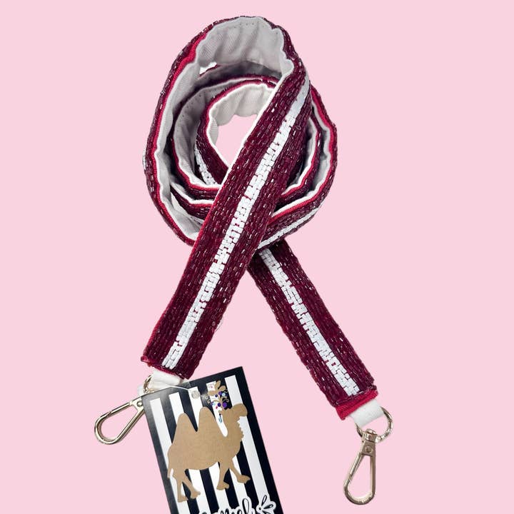 BURNT ORANGE GAME DAY BEADED BAG STRAP for wholesale by Camel Threads