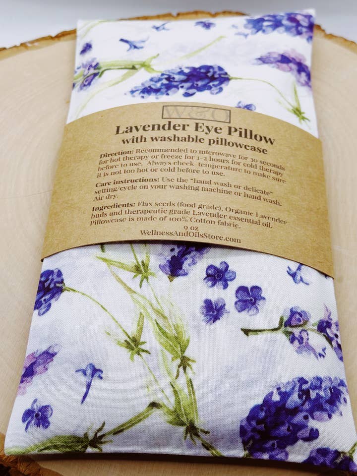 Lavendel øjenpude vaskbart betræk - hvide lavendelblomster for engroshandel hos Wellness & Oils