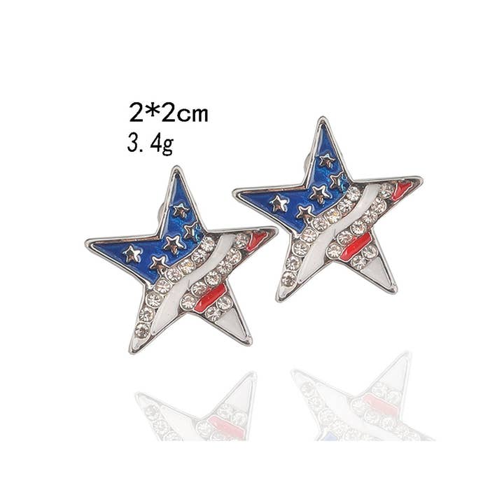 AK Brand – wholesale Stud/post earrings – Patriotic USA American Flag Red White And Blue Stud Earrings