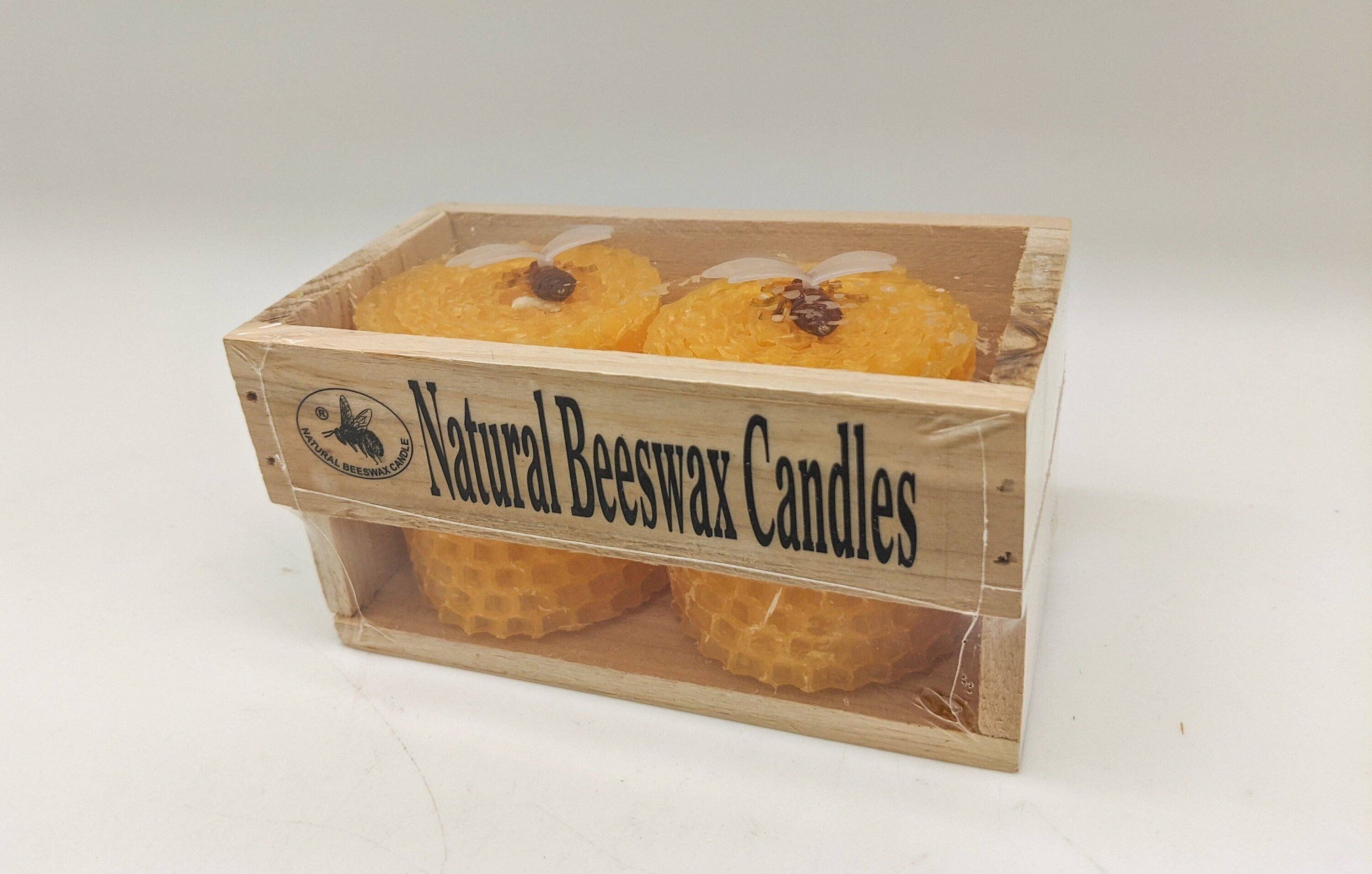 Green Pastures Wholesale - Wholesale Novelty Candle - Natural Beeswax - Small 4''x 2.5'' pillars in  White/Yellow1